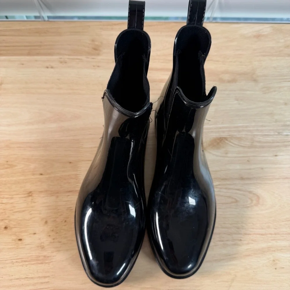 Lauren Ralph Lauren Tally Short Rain Boots Women's Black Pull-On Round Toe - 6